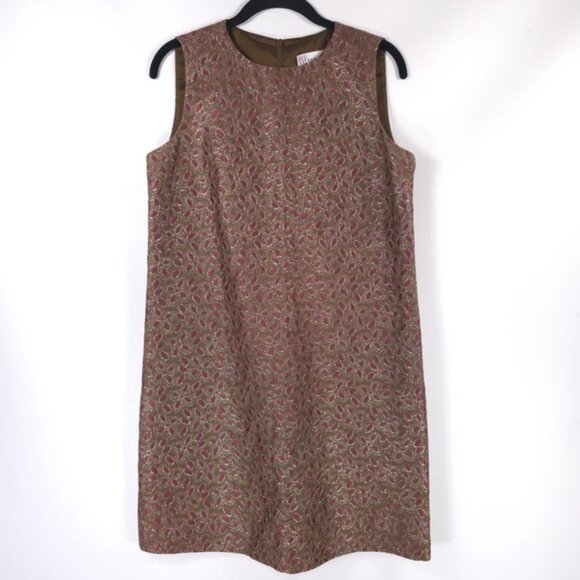 RED VALENTINO ROMANIA MADE Floral Lurex Jacquard Sleeveless Shift Dress Size 8 - Picture 3 of 15